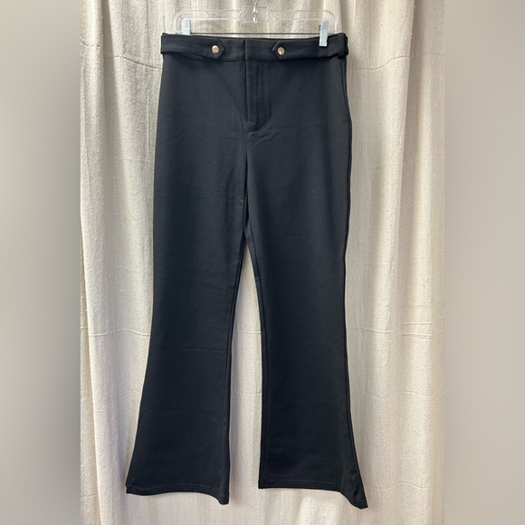Guess / NWT/ SRIS Ponte Jet Black Flare Pants/ size L - Picture 1 of 10